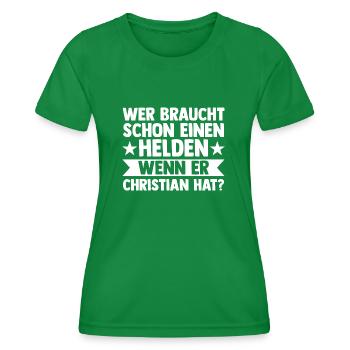 First name Chris Christian - Women's Functional T-Shirt - kelly green - Front - AI Model Female 172 dark (172cm)