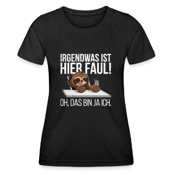 Irgendwas ist hier faul oh das bin ja ich - Frauen Funktions-T-Shirt - Schwarz - Vorne - AI Model Female 172 light (172cm)