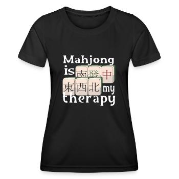 Mahjong est ma thérapie - Mahjong - T-shirt sport Femme - noir - Devant - AI Model Female 172 light (172cm)