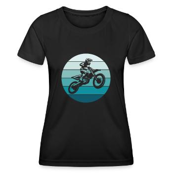 Dirt Bike Retro Sunset Motocross Motorcycle - Frauen Funktions-T-Shirt - Schwarz - Vorne - AI Model Female 172 light (172cm)
