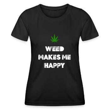 l’herbe me rend heureux cannabis marijuana - T-shirt sport Femme - noir - Devant - AI Model Female 172 light (172cm)
