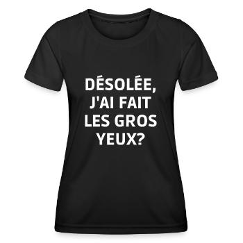 les gros yeux - T-shirt sport Femme - noir - Devant - AI Model Female 172 light (172cm)