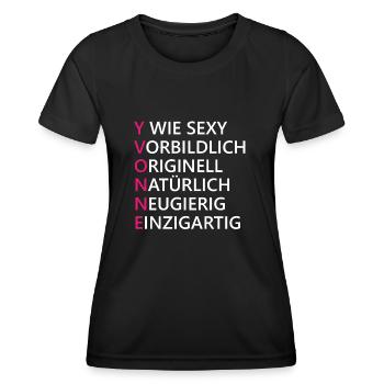 Yvonne Name Geschenk - Frauen Funktions-T-Shirt - Schwarz - Vorne - AI Model Female 172 light (172cm)