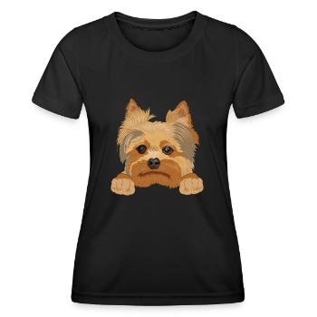 Yorkshire Terrier Yorkie Hund Geschenk - Frauen Funktions-T-Shirt - Schwarz - Vorne - AI Model Female 172 light (172cm)
