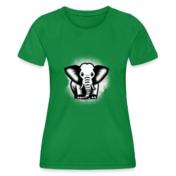Little Elephant Cartoon Cute Love Adventure 1 - Women's Functional T-Shirt - kelly green - Front - AI Model Female 172 dark (172cm)
