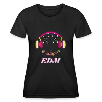 EDM Music, colorful face with headphones - Women's Functional T-Shirt - black - Front - AI Model Female 172 light (172cm)