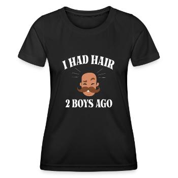 i Had Hair 2 Boys ago Funny Dad Bald Head - T-shirt sport Femme - noir - Devant - AI Model Female 172 light (172cm)