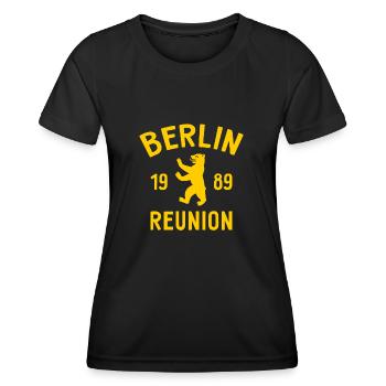 Berlin - 1989 - Reunion - Berliner Bär - Frauen Funktions-T-Shirt - Schwarz - Vorne - AI Model Female 172 light (172cm)