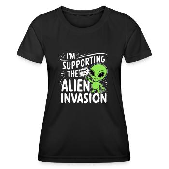 invasion extra terrestre - humour - T-shirt sport Femme - noir - Devant - AI Model Female 172 light (172cm)