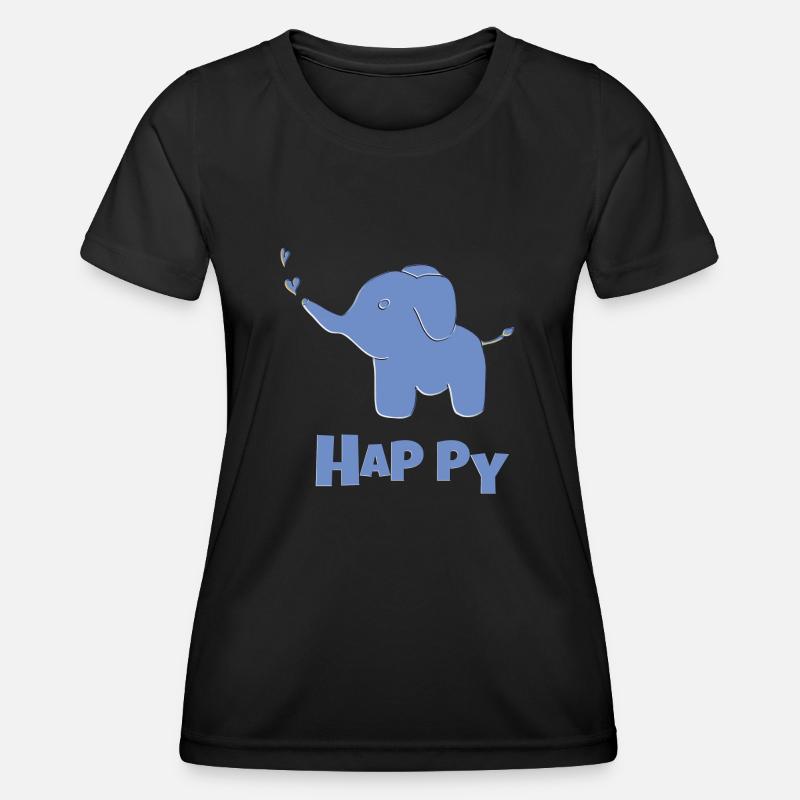 Elephant Happy - Women's Functional T-Shirt - black
