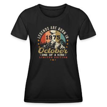 Oktober 1975 - Geburtstag im Oktober 1975 - Frauen Funktions-T-Shirt - Schwarz - Vorne - AI Model Female 172 light (172cm)