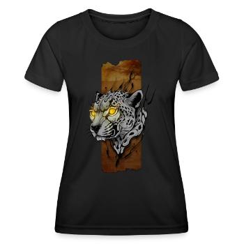 Blazing Velocity: Cheetah's Yellow Flames - Women's Functional T-Shirt - black - Front - AI Model Female 172 light (172cm)