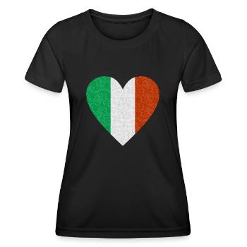Italy Flag Heart Polygon Italian Flag Rome - Women's Functional T-Shirt - black - Front - AI Model Female 172 light (172cm)