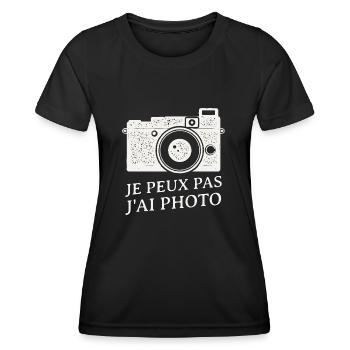 Je peux pas j'ai photo - Vintage photo - T-shirt sport Femme - noir - Devant - AI Model Female 172 light (172cm)
