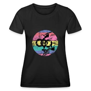 Partage de femme - Cuck -Hotwife - T-shirt sport Femme - noir - Devant - AI Model Female 172 light (172cm)