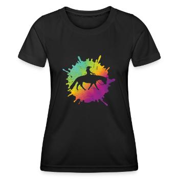 Westernreiten Westernreiter Pferdeliebhaber - Frauen Funktions-T-Shirt - Schwarz - Vorne - AI Model Female 172 light (172cm)