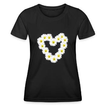 Herz Gänseblume Gänseblümchen Herzlich - Frauen Funktions-T-Shirt - Schwarz - Vorne - AI Model Female 172 light (172cm)