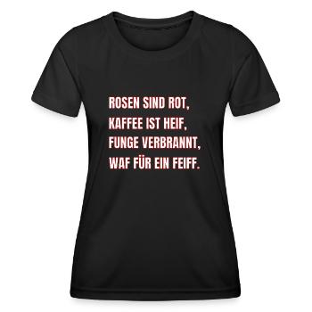 Rosen sind rot - Kaffeeliebe - Geschenk - Idee - Frauen Funktions-T-Shirt - Schwarz - Vorne - AI Model Female 172 light (172cm)