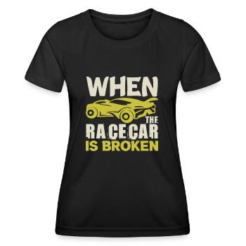 WENN DER RENNWAGEN KAPUTT IST LUSTIG - Frauen Funktions-T-Shirt - Schwarz - Vorne - AI Model Female 172 light (172cm)