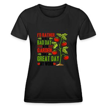 Citation de plante de tomate Super journée dans le jardin, tomate - T-shirt sport Femme - noir - Devant - AI Model Female 172 light (172cm)