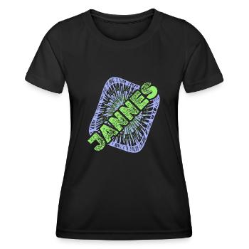 Prénom Jannes - T-shirt sport Femme - noir - Devant - AI Model Female 172 light (172cm)