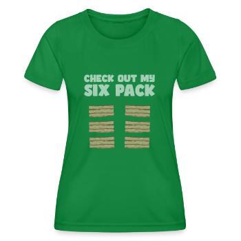 Schauen Sie sich meine Sixpack Bacon Lover Crispy - Frauen Funktions-T-Shirt - Kelly Green - Vorne - AI Model Female 172 dark (172cm)