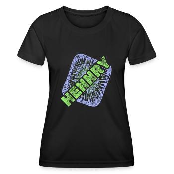 First name Hennry - Women's Functional T-Shirt - black - Front - AI Model Female 172 light (172cm)