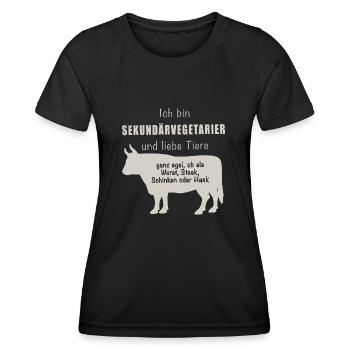 Sekundärvegetarier - Frauen Funktions-T-Shirt - Schwarz - Vorne - AI Model Female 172 light (172cm)