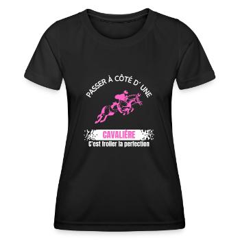 je ne suis pas parfaite je suis cavalière - T-shirt sport Femme - noir - Devant - AI Model Female 172 light (172cm)
