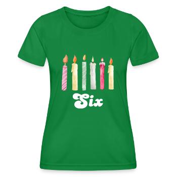 6th Anniversary Candle - Women's Functional T-Shirt - kelly green - Front - AI Model Female 172 dark (172cm)