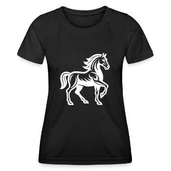 Raised Hoof - Powerful horse in strong leash - Women's Functional T-Shirt - black - Front - AI Model Female 172 light (172cm)