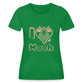 🐄 I ❤️ Moooh - T-shirt 🐄 drôle d’amoureux des vaches - T-shirt sport Femme - vert - Devant - AI Model Female 172 dark (172cm)