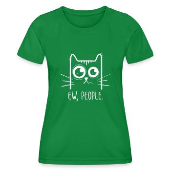 Black Cat Ew People Funny Cat Lover - Women's Functional T-Shirt - kelly green - Front - AI Model Female 172 dark (172cm)