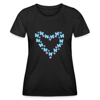 Cœur de papillon - T-shirt sport Femme - noir - Devant - AI Model Female 172 light (172cm)