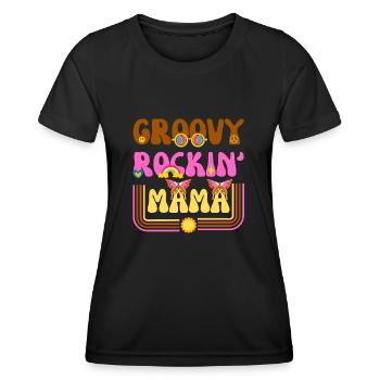 GROOVY ROCKING MAMA 70er - Frauen Funktions-T-Shirt - Schwarz - Vorne - AI Model Female 172 light (172cm)