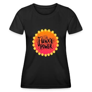 Flower Power 60 s 70 s - T-shirt sport Femme - noir - Devant - AI Model Female 172 light (172cm)