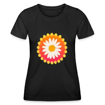 Pâquerette Flower Power 60s 70s - T-shirt sport Femme - noir - Devant - AI Model Female 172 light (172cm)