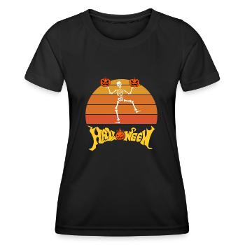Halloween Squelette portant des Citrouilles - T-shirt sport Femme - noir - Devant - AI Model Female 172 light (172cm)
