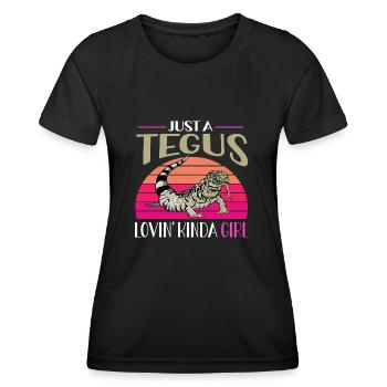 Tegu Eidechse Reptil Herpetologe - Frauen Funktions-T-Shirt - Schwarz - Vorne - AI Model Female 172 light (172cm)
