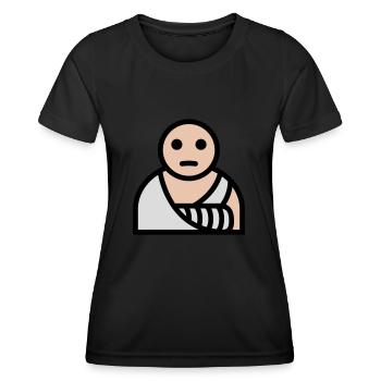 Arm gebrochen Gips Verband - Frauen Funktions-T-Shirt - Schwarz - Vorne - AI Model Female 172 light (172cm)