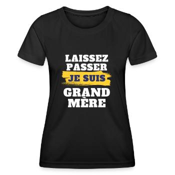 Laissez passer je suis grand mere - T-shirt sport Femme - noir - Devant - AI Model Female 172 light (172cm)