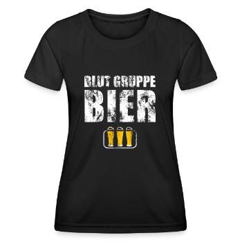 blutgruppe bier bierkrug - Frauen Funktions-T-Shirt - Schwarz - Vorne - AI Model Female 172 light (172cm)