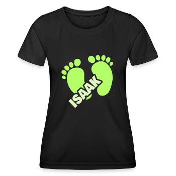 Empreinte pour le bébé biologique d’Isaac - T-shirt sport Femme - noir - Devant - AI Model Female 172 light (172cm)
