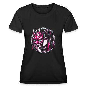 Fille d’anime avec masque Oni Japon esthétique - T-shirt sport Femme - noir - Devant - AI Model Female 172 light (172cm)