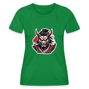 Samurai Warrior - Japan - Demon - Women's Functional T-Shirt - kelly green - Front - AI Model Female 172 dark (172cm)