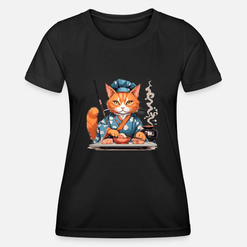 Sushi Cat - Women's Functional T-Shirt - black