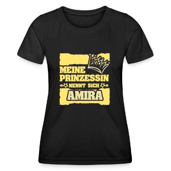Amira als Mädchenname - Frauen Funktions-T-Shirt - Schwarz - Vorne - AI Model Female 172 light (172cm)