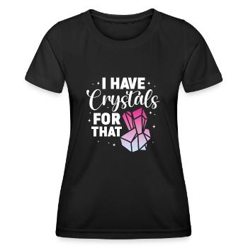 J’ai des cristaux pour ce Reiki guérisseur spirituel - T-shirt sport Femme - noir - Devant - AI Model Female 172 light (172cm)
