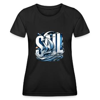 Segler gehen segeln zum Segeltörn mit Segelboot - Frauen Funktions-T-Shirt - Schwarz - Vorne - AI Model Female 172 light (172cm)