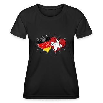 Suisse Allemande Cœur Suisse - T-shirt sport Femme - noir - Devant - AI Model Female 172 light (172cm)